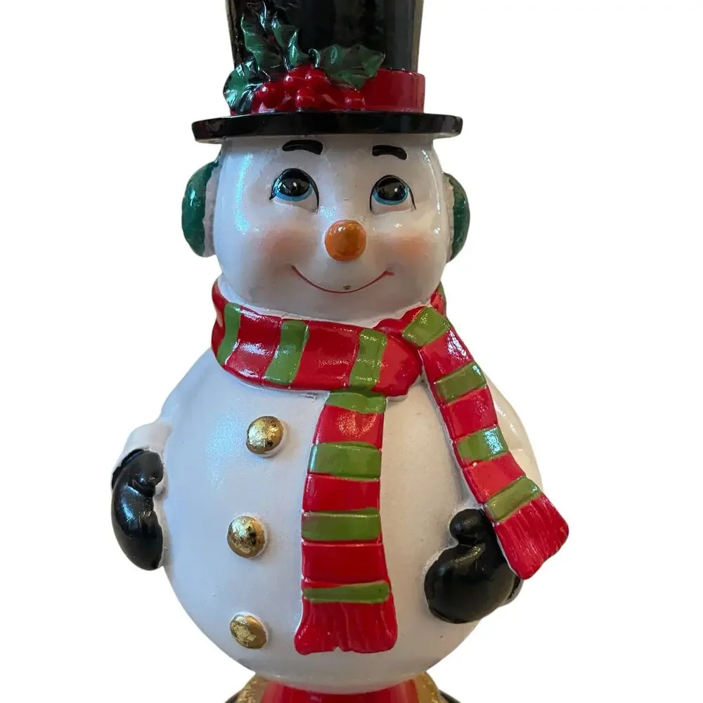 Martha Stewart Christmas Candle Holders 8.5in Santa & Snowman Holiday Decor New